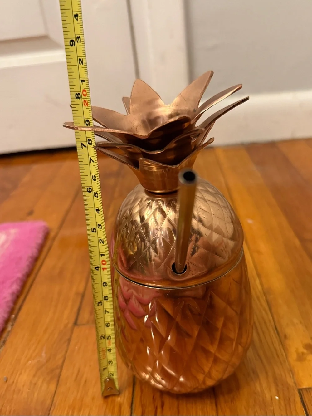 Pier 1 Rose Gold Pineapple Cocktail Server with Metal Straw